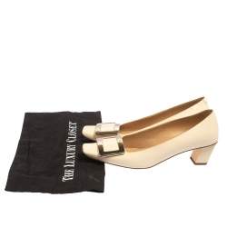 Pre Owned Roger Vivier Beige Patent Leather Belle Vivier Buckle Pumps Size 36.5