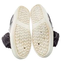 Pre Owned Roger Vivier Black Patent Leather And Satin Slip On Sneakers Size 38