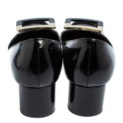 Roger Vivier Black Leather Belle Vivier Buckle Block Heel Pumps Size 38.5