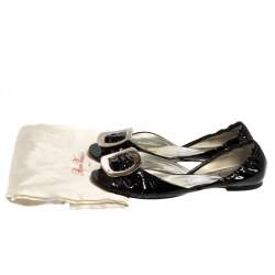 Roger Vivier Black Patent Leather Ballet Flats Size 38.5