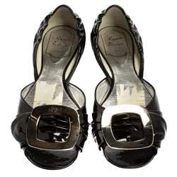 Roger Vivier Black Patent Leather Ballet Flats Size 38.5