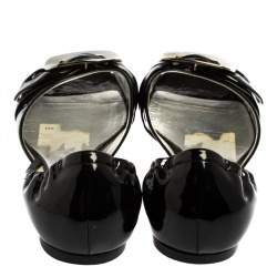 Roger Vivier Black Patent Leather Ballet Flats Size 38.5