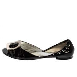Roger Vivier Black Patent Leather Ballet Flats Size 38.5