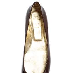 Pre Owned Roger Vivier Burgundy Patent Leather Gommette Ballet Flats Size 39.5