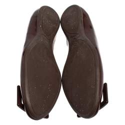 Pre Owned Roger Vivier Burgundy Patent Leather Gommette Ballet Flats Size 39.5
