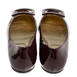 Pre Owned Roger Vivier Burgundy Patent Leather Gommette Ballet Flats Size 39.5