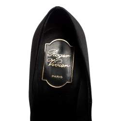 Pre Owned Roger Vivier Black Satin Limelight Buckle Embellished Platform Pumps Size 38