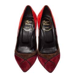 Pre Owned Roger Vivier Multicolor Suede Pumps Size 37.5