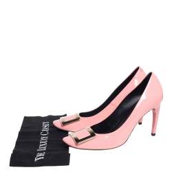 Pre Owned Roger Vivier Pink Patent Leather Trompette Pumps Size 40