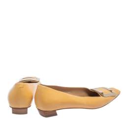 Pre Owned Roger Vivier Mustard Yellow Leather Buckle Pumps Size 39