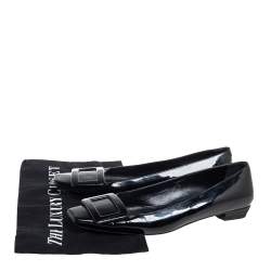 Pre Owned Roger Vivier Black Patent Leather Ballerina Size 37.5