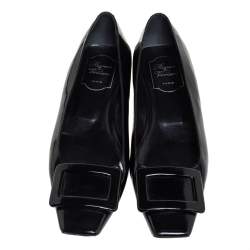 Pre Owned Roger Vivier Black Patent Leather Ballerina Size 37.5