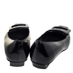Pre Owned Roger Vivier Black Patent Leather Ballerina Size 37.5