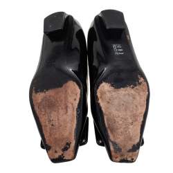 Pre Owned Roger Vivier Black Patent Leather Ballerina Size 37.5