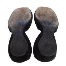 Pre Owned Roger Vivier Black Suede Chips D'Orsay Buckle Flats Size 38