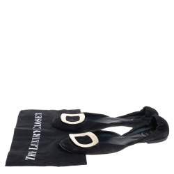 Pre Owned Roger Vivier Black Suede Chips D'Orsay Buckle Flats Size 38
