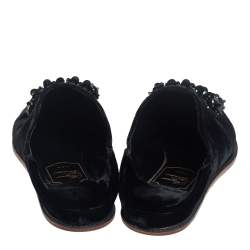 Pre Owned Roger Vivier Black Velvet Bab Viv Haute Epoque Buckle Mules Size 35.5
