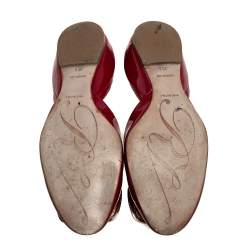 Roger Vivier Red Patent Leather Chips D'Orsay Buckle Flats Size 35.5
