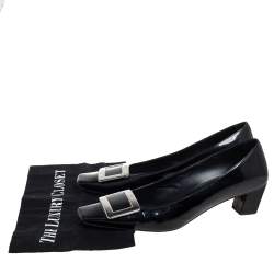 Pre Owned Roger Vivier Black Patent Leather Belle Block Heel Pumps Size 40