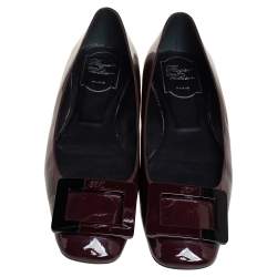 Pre Owned Roger Vivier Brown Patent Leather Flats Size 37.5