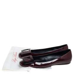 Pre Owned Roger Vivier Brown Patent Leather Flats Size 37.5