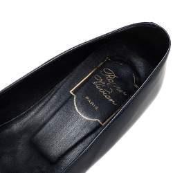 Pre Owned Roger Vivier Navy Blue Patent Leather Trompette Ballet Flats Size 37.5