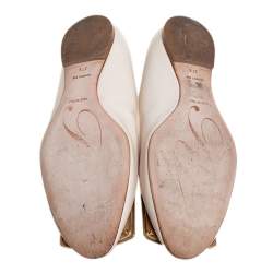 Pre Owned Roger Vivier Off White Leather Gommetine Ballet Flats Size 37.5