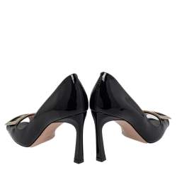 Pre Owned Roger Vivier Black Patent Leather Open Toe Pumps Size 39