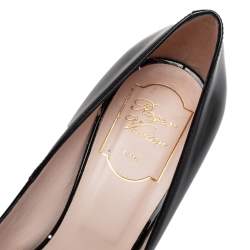 Pre Owned Roger Vivier Black Patent Leather Open Toe Pumps Size 39