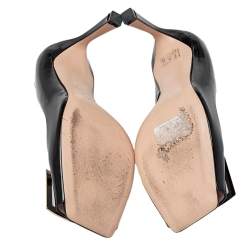 Pre Owned Roger Vivier Black Patent Leather Open Toe Pumps Size 39