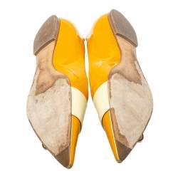 Roger Vivier Yellow/Cream Patent Leather Ballet Flats Size 39