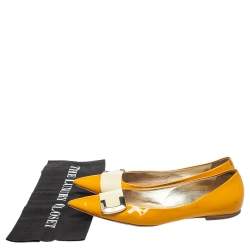 Roger Vivier Yellow/Cream Patent Leather Ballet Flats Size 39