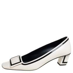 Pre Owned Roger Vivier White/Black Patent And Leather Pumps Size 39