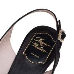 Pre Owned Roger Vivier Black Satin Buckle Slingback Pumps Size 39