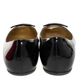 Pre Owned Roger Vivier Black Patent Leather Trompette Ballet Flats Size 41
