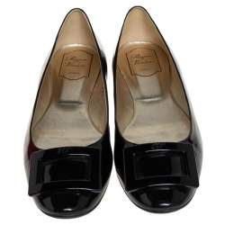 Pre Owned Roger Vivier Black Patent Leather Trompette Ballet Flats Size 41