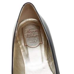 Pre Owned Roger Vivier Black Patent Leather Trompette Ballet Flats Size 41