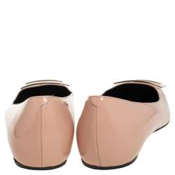 Pre Owned Roger Vivier Beige Patent Leather Trompette Ballet Flats Size 37