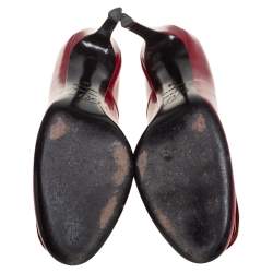 Pre Owned Roger Vivier Red Patent Leather Embellished Pumps Size 38