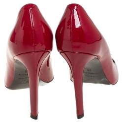 Pre Owned Roger Vivier Red Patent Leather Embellished Pumps Size 38