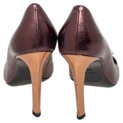 Roger Vivier Metallic Brown Leather Ecusson Pumps Size 37