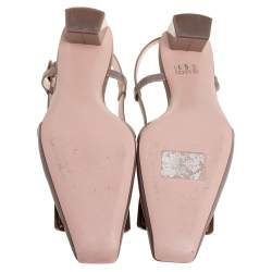Pre Owned Roger Vivier Beige Patent Leather Belle Vivier Slingback Sandals Size 38.5
