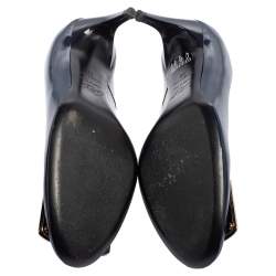 Pre Owned Roger Vivier Navy Blue Patent Leather Trompette Pumps Size 38