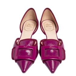 Pre Owned Roger Vivier Pink Patent Leather Gommettine Ballet Flats Size 38