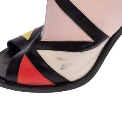 Roger Vivier Multicolor Leather Peep Toe Block Heel Skyscraper Peep Toe Sandals Size 40