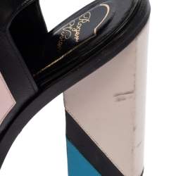 Roger Vivier Multicolor Leather Peep Toe Block Heel Skyscraper Peep Toe Sandals Size 40