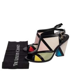 Roger Vivier Multicolor Leather Peep Toe Block Heel Skyscraper Peep Toe Sandals Size 40