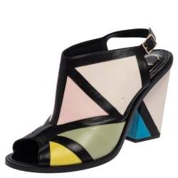 Roger Vivier Multicolor Leather Peep Toe Block Heel Skyscraper Peep Toe Sandals Size 40