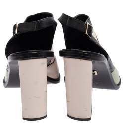 Roger Vivier Multicolor Leather Peep Toe Block Heel Skyscraper Peep Toe Sandals Size 40