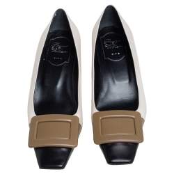 Pre Owned Roger Vivier Tri Color Leather Buckle Pumps Size 35.5